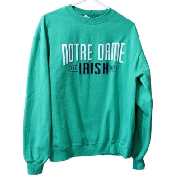 Champion Eco Notre Dame Green Irish Pullover Sweatshirt LG - Picture 1 of 10